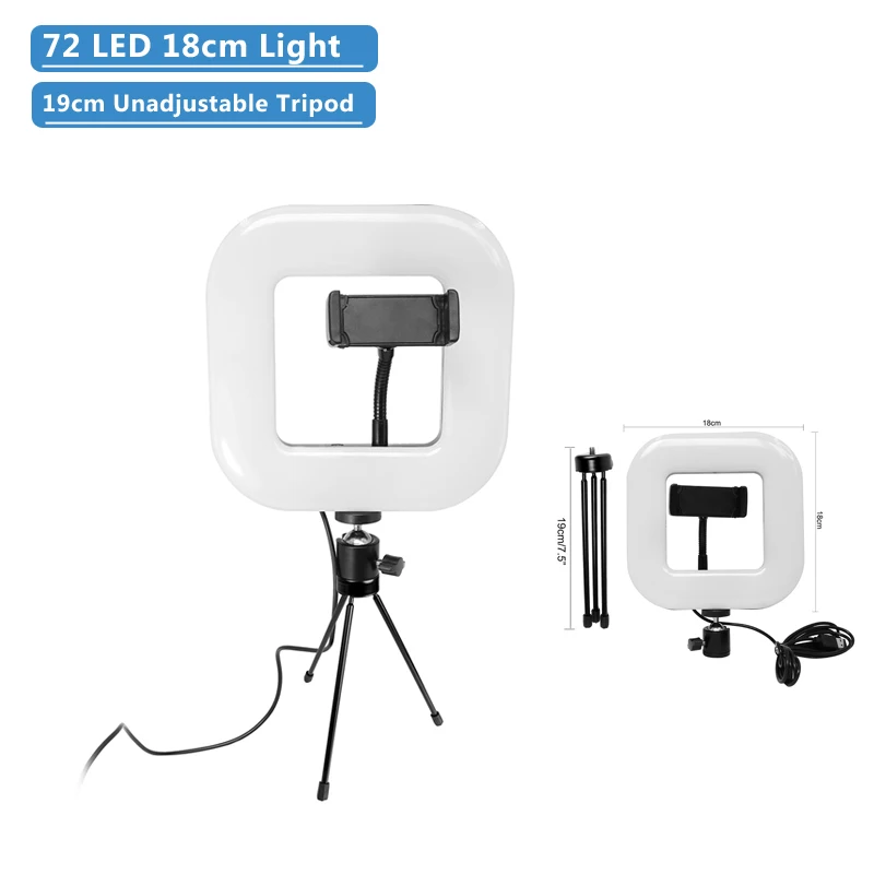 18cm unadjustable Фотостудия Square Ring Light 18/28 см с регулируемой яркостью, 72 Вт/168 шт. светодиодные лампы 3200-6000K фотостудия освещение лампы со штативом - Цвет: 18cm unadjustable