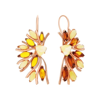 

Silver earrings with amber sunlight