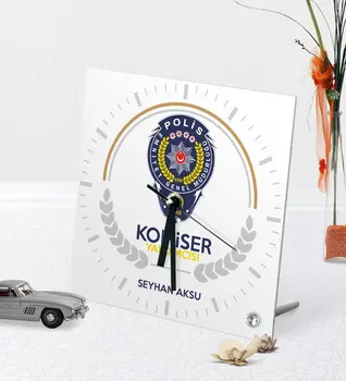 

Personalized Commissioner Vice Theme Desktop Square Glass Clock-2
