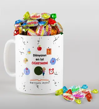 

Personalized World Best Öğretmeni Mug and Haribo Candy Gift Seti-24
