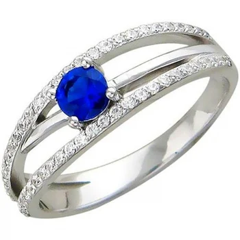 

Esthete ring with cubic zirconia and sapphire in silver