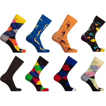 

Doublem 8 pairs cotton socks for Man Woman, funny print socks for Spring Autumn Winter