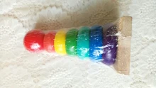 Torre Hanói de arco iris, anillo de torre de bloques niños Montessori Educación Temprana de puzle juguetes de bebé regalo ZXH