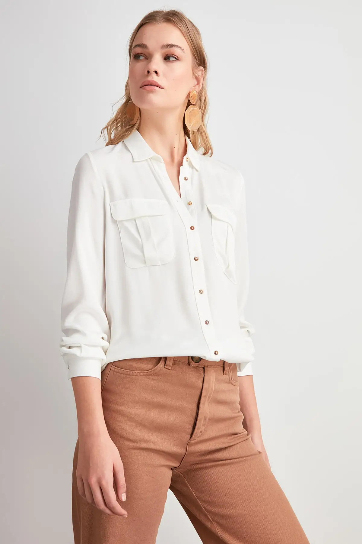 Beste Trendyol Pocket Detail Shirt TWOAW20GO0562