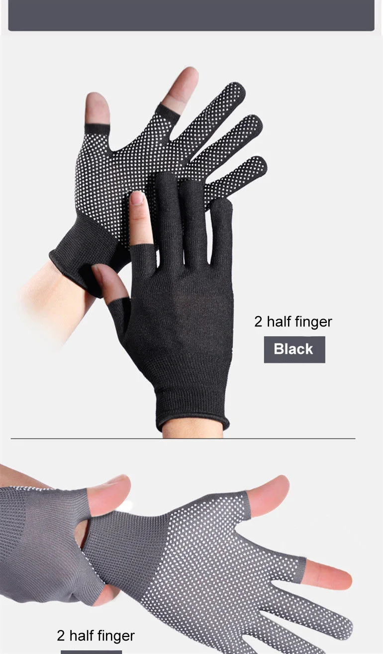 1 Pair Anti-Slip Cycling Gloves Sport Breathable Fishing Gloves Touchscreen Nylon Two Finger Cut Gloves Bicycle Equipment XA288Q