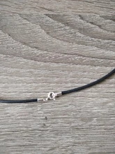 Gargantilla con cuerda de Cuero de goma negra, collar con broche de langosta de Plata de Ley 925, Conector de hebilla, cordón, accesorios de joyería DIY