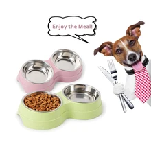 Собака миски из нержавеющей стали для воды и Еда Фидер непроливайка устойчивость к скольжению корм для собак и кошек кормушка для домашних животных собака щенок малых и средних собак