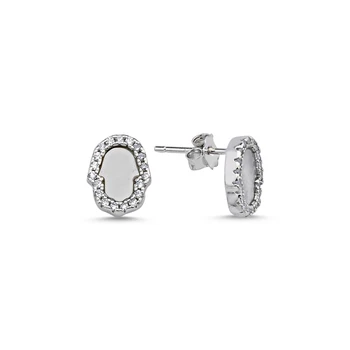 

KUTAYDAN Zircon Cubic Zirconia Fatma Master Hand Earrings 925 Sterling Silver