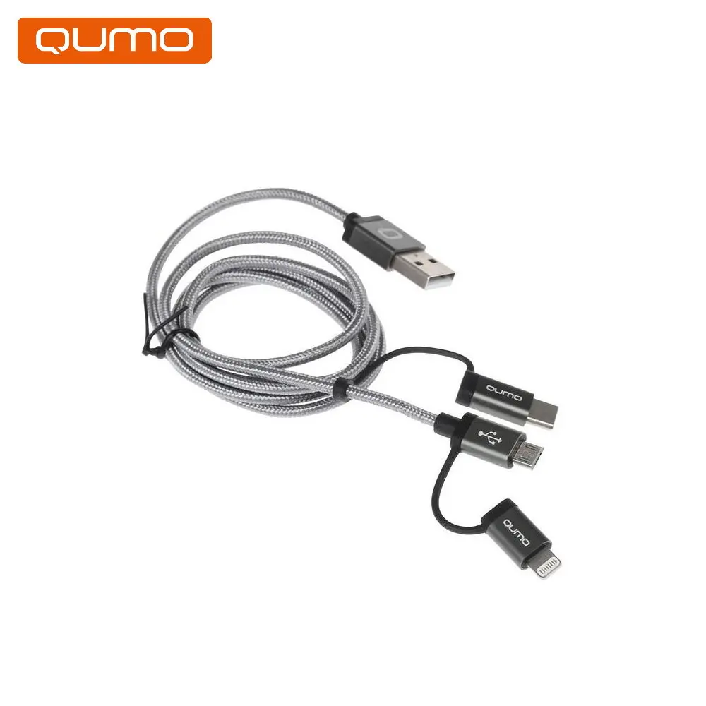 Кабель QUMO 22036 MFI 3в1 с разъемом Apple 8 pin + Type C Micr | Мобильные телефоны и аксессуары