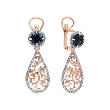 

Silver earrings with Topaz and cubic zirconia sunlight sample 925