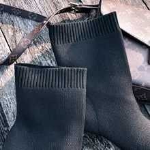 Aphixta-Botas de tacón de hoja de Metal para mujer, Botines de tacón de aguja, de tela elástica, puntiagudas