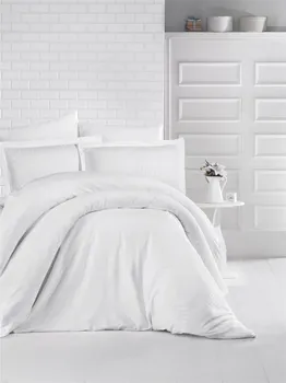 

Multicolored 100% Cotton Striped Single Duvet Cover Set WHITE