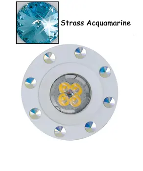 

Recessed metal and white color rhinestone made whit swarovski aquamarines
