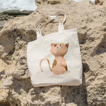 

Angemiel Bag Triangle Eared Cat Picture Shopping Beach Tote Bag