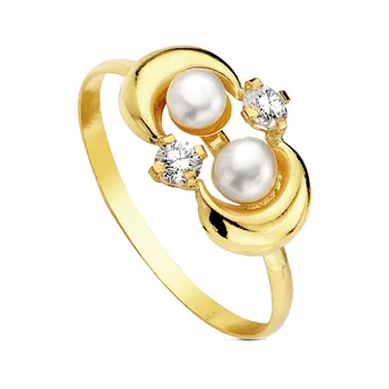 

18k solid gold ring Pearl multipiedra [AB3116]