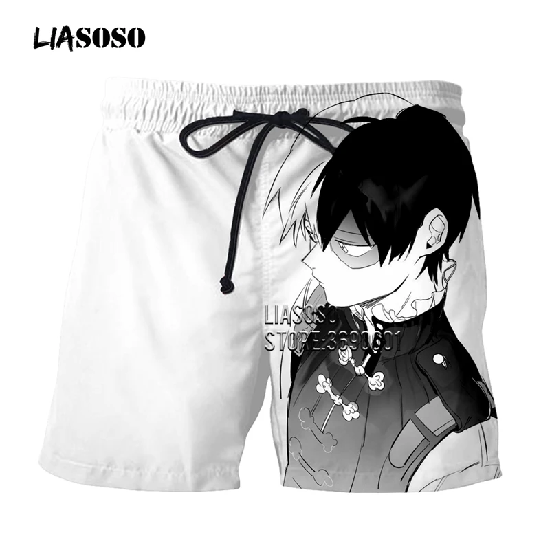 LIASOSO/шорты с 3D принтом, милые трусы для мальчиков, аниме, My Hero Academy Todoroki Shouto Faces, летние шорты, пляжные шорты для мужчин, G3136 - Цвет: 1