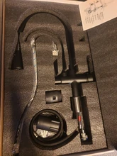 Quyanre-grúa filtrada para cocina, grifo con filtro de agua de rotación 360, mezclador de fregadero de tres vías, color negro mate