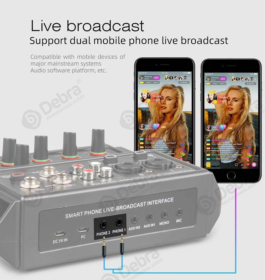 D4-Live 4 채널 오디오 인터페이스 사운드 카드, 블루투스, 48V 팬텀 파워, 16 종류의 DSP, 라이브 방송, 녹음