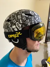 COPOZZ-Gafas de esquí con funda y lente amarilla, lentes de esquí esféricas antivaho, para esquiar, para hombre y mujer, gafas de nieve + lente + caja