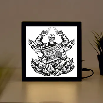 

Hip Hop Skull handcrafted Wooden Light Box Sign for Home, Restaurant, Coffee Shop Business Signage
