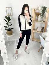 Tracksuits Women Cardigan Sweater Waist-Pants Spring Two-Piece-Sets Knitted White Fashion