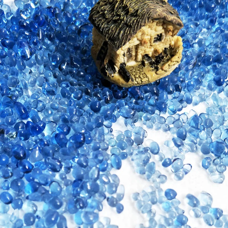 50g Natural Aquarium Decoration Stone Pebble for Fish Tank Sea Blue Glass Sand Ornaments aquarium decoration stones