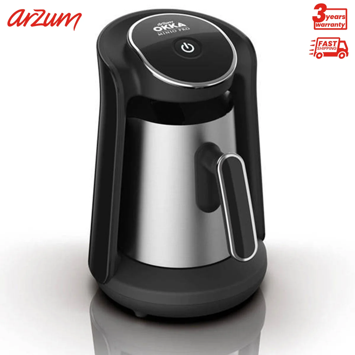 Arzum OKKA Minio Pro Turkish coffee Maker Authorized Dealer Licensed Product Stainless Steel Cups 4 Cup Capacity Anti-Overflow System Audio And Light Warning System Easy To Clean Ideal Cooking on Slow Fire очиститель бензиновых систем bizol gasoline system clean g80 250 мл