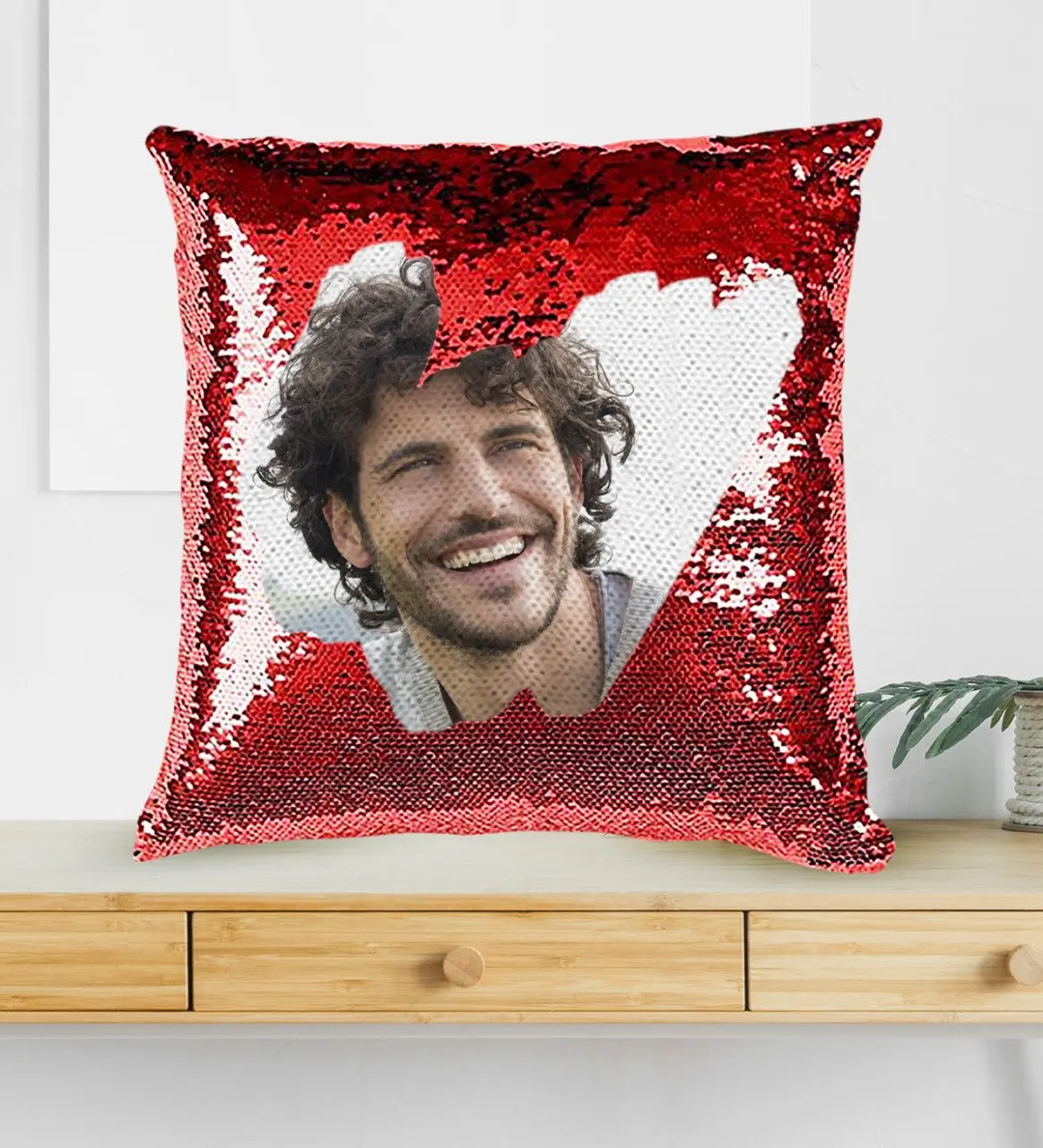 

Men's Sweetheart Customized Photo Red Magic Square Pillow