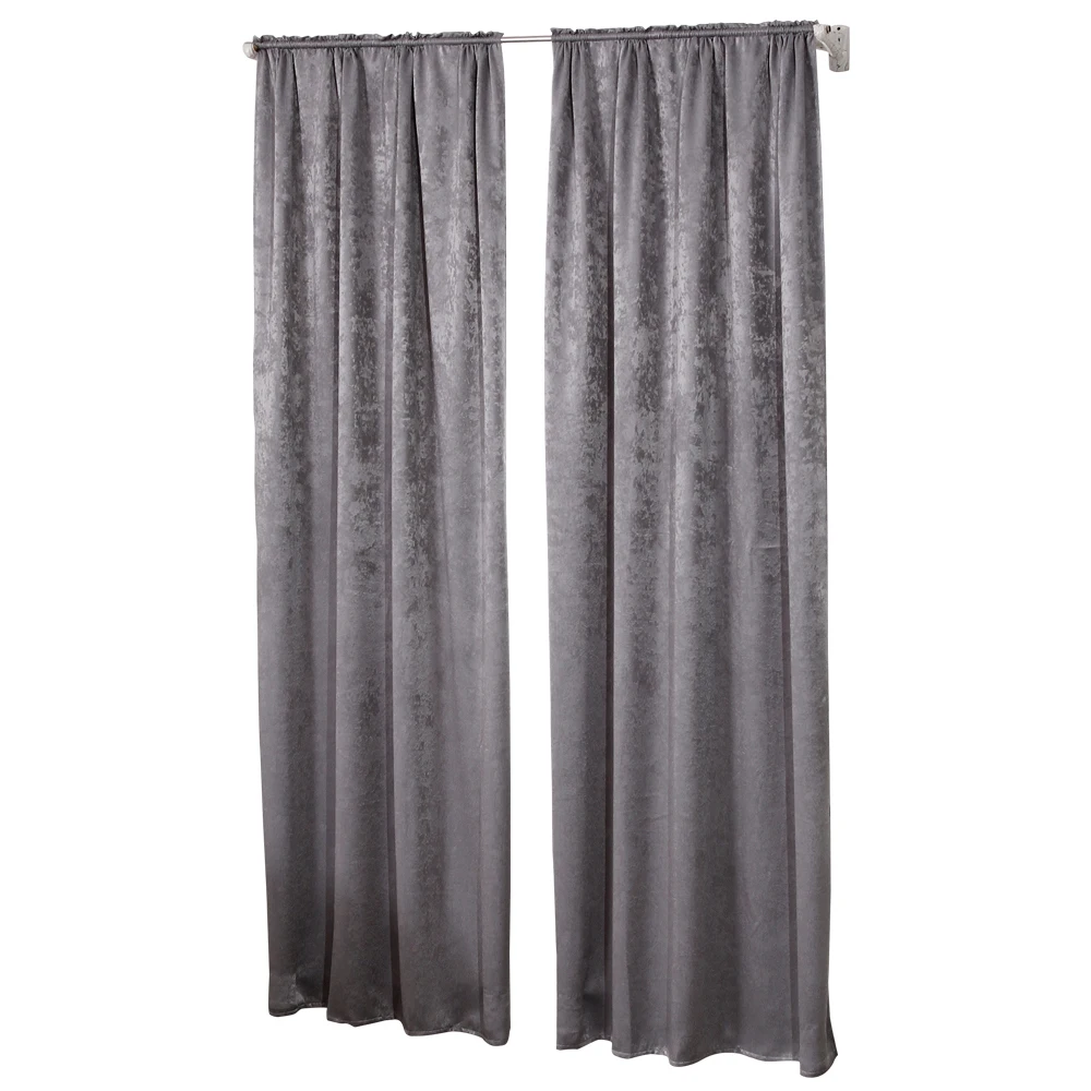 2PCS/Set Opaque Blackout Curtain Thermal Curtain with Ruffle Tape Heavy  Blackout Curtain Damask Crush Effect for Window Bedroom