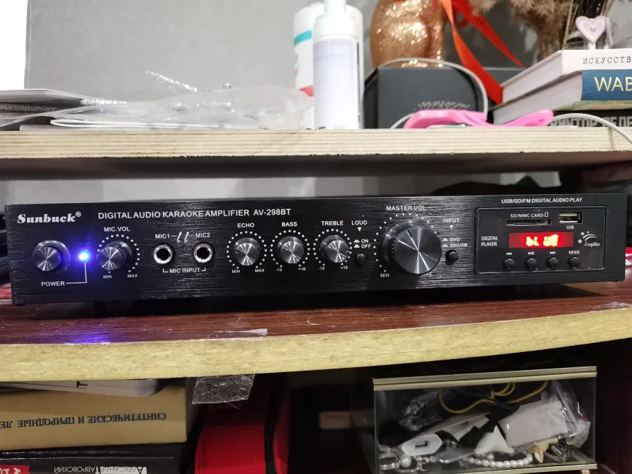 Отзыв о товаре 298B bluetooth 5,0 канал 2000 Вт 5-канальный усилитель мощности аудио 220 В AV Amp динамик с дистанционным управлением Поддержка FM USB SD карт от пользователя V***n