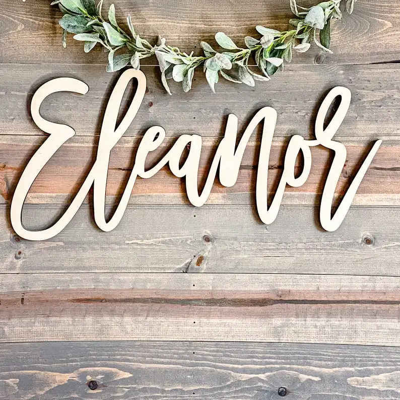 Custom Wooden Name Sign Nursery Decor Baby Laser Cut Wall Art Wood WallSign | Дом и сад