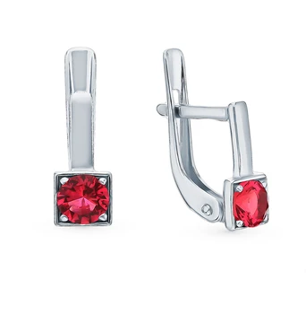 

Silver earrings with quartz synthetic sunlight sample 925 test