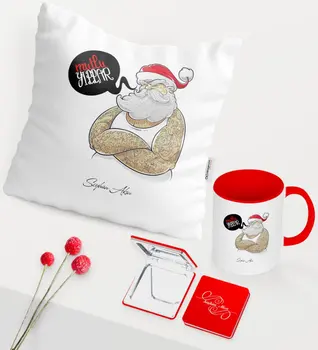 

Personalized Christmas Christmas Santa Claus Theme Red Mug Mirror Pillow Set-4