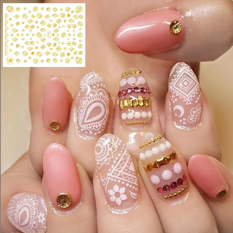 

CB series CB-103 nice LACE flowerBlack White Gold Silver letters 3d nail art stickers decal template diy nail tool decorations