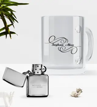 

Father's Day Custom Is Glass Mug Cup Gasoline Metal Lighter Seti-3