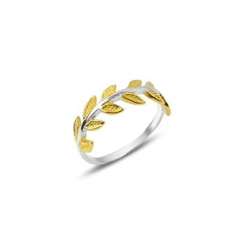 

Silver 925 Carat Gold Plated Bay Leaf Ring