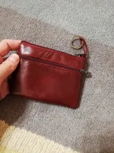Mini Cartera de piel auténtica con cremallera para hombre y mujer, monedero pequeño y delgado de estilo Vintage