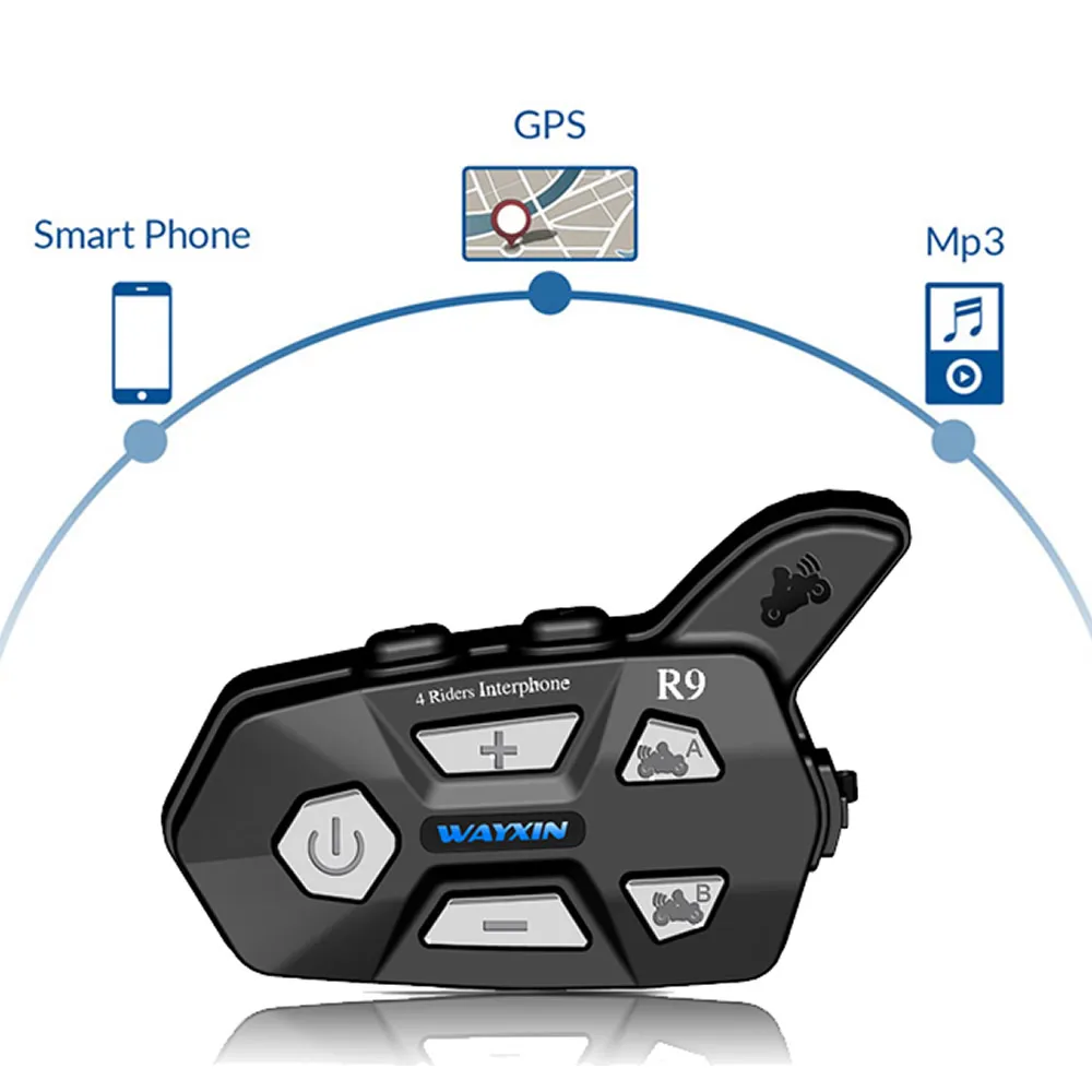 Гарнитура для шлема WAYXIN 1500 м 4 водителя одновременный разговор Bluetooth Интерком