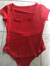 GAOKE-Body de manga corta con cuello cuadrado para mujer, ropa de calle sexi, Top de fiesta, negro, blanco, rojo