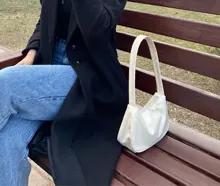 Bolso Baguette pequeño de piel sintética para mujer, pochette de diseño a la moda, suave, para hombro, Vintage, sencillo, tipo Clutch