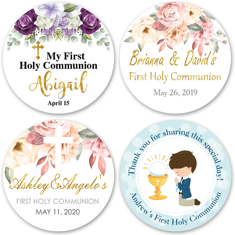 First Communion Stickers Personalized First Holy Communion Favor Tags Labels Communion Thank You Stickers