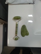 Gua Sha-Rodillo de piedra de jade para masaje facial, rodillo estiramiento piel cuello, doble cabezal, relajación de la piel, piedra de jade natural