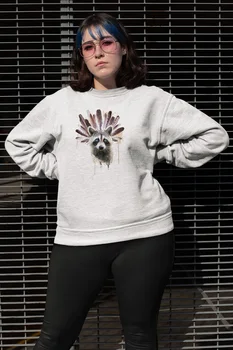 

Angemiel Wear Feathers Blue-Eyed Raccoon White Women Sweatshirts
