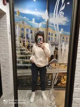 Mom Jeans Clothing Harem-Pants Velvet High-Waist Plus-Size Woman Blue Winter Denim 