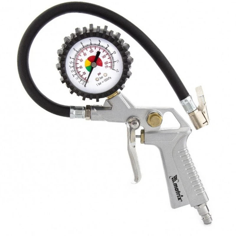 Набор пневмоинструмента MATRIX 57302 (5 предметов: Пистолет для вязких жидкостей, Краскопульт, Пистолет продувочный, Пистолет для накачки шин, Шланг 5 метров)