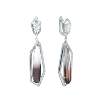 

Silver earrings with sitals and cubic zirconium sunlight sample 925