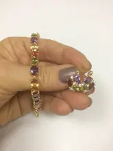 LUOTEEMI Marca Pulsera del Acoplamiento de Cadena Dorado champagne de Color Multicolor Forma AAA Circón Piedra Charm Pulsera para Las Mujeres Joyería