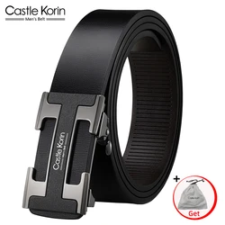 Castle Korin Fashion Genuine Leather Luxury Belt For Men High Quality Original Cowskin Belts Strap Male Metal Automatic Buckle