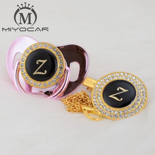 MIYOCAR Начальная Буква Z элегантная Золотая пустышка и пустышка зажим BPA бесплатно пустышка bling уникальный дизайн SGS пройти LZ - Цвет: LZ-11   0-6m
