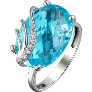 

Esthete ring with Topaz and cubic zirconia in white gold
